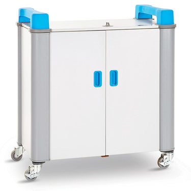 lapcabby unicabby 32 horizontal | 32-device mobile ac charging trolley for laptops, tablets and chromebooks up to 14